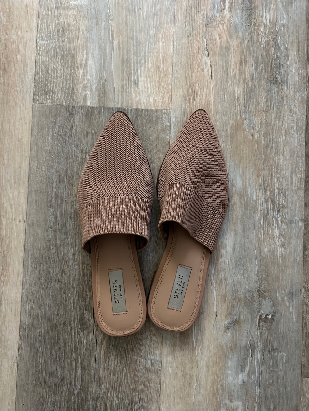 STEVEN by Steve Madden Knit Pointed-Toe Mules in Brown